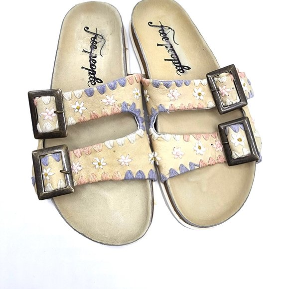 NEW Free People Wildflower Embroidered Floral Leather Sandals 10 / 40 - Picture 4 of 7